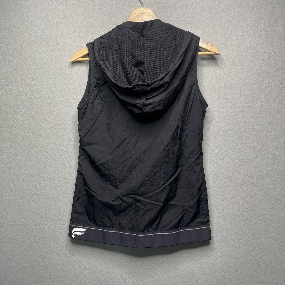 Fabletics Hooded Zip Up Windbreaker Kennedy Vest Jacket XS Black Nylon Mesh - Picture 4 of 5